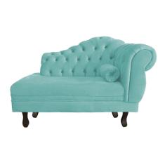 Recamier Larissa Lado Esquerdo 1,20 cm Veludo Azul Turquesa - Montanaris Decor