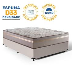 Cama Box Casal + Colchão D33 Millenium One Face Bege 138x188x58cm - Su
