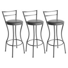 Conjunto De 3 Banquetas Alta Home De Aço De Carbono Preto