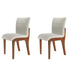 Conjunto com 2 Cadeiras Bella em Madeira Maciça Mobillare, Imbuia/Linh