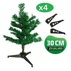 Kit 4 Arvore de Natal Pinheiro 30cm 30 cm  25 Galhos - Rod