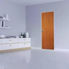Kit Porta de Madeira Lisa Açomad Mgm 215cmx85cm Melamínico Marrom