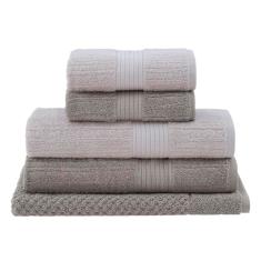 Buddemeyer Jogo de Toalhas Fio Penteado Canelado Gigante Marfim/Bege 5 peças
