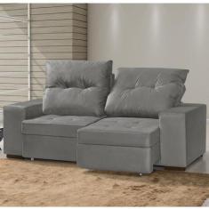 Sofá Retrátil E Reclinável 3 Lugares 200Cm Com Baú Malaquita - Nabas E