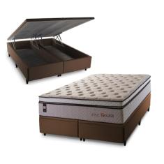 Conjunto Box Baú Liverpool Bege 158x198x80 c/ Molas Ensacadas