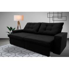 Sofá Retrátil Reclinável Malta 2.00m Suede Velut Preto Molas no Assento - King House