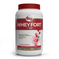Whey Protein Whey Fort 3W (900g) Vitafor, Frutas Vermelhas, 900g