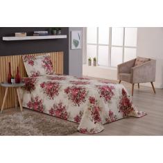 Jogo De Cama Cobre Leito Solteiro 2 Peças Estampado Rosa
