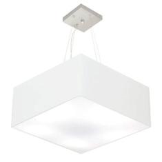 Lustre Pendente Quadrado Vivare Md-4006 Cúpula Em Tecido 21/50x50cm - Bivolt Branco 127/220v