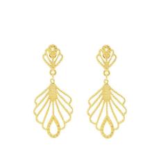 Brinco Com Detalhes Vazados Lindo Folheado A Ouro18K