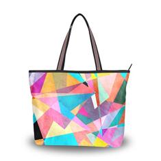 Bolsa de ombro feminina My Daily com estampa geométrica colorida, Multi, Medium