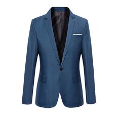 Jaqueta masculina Bestgift de manga longa slim fit com um botão e jaqueta casual multicolorida, Azul, US S(Asia:M)