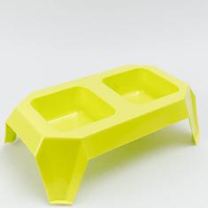 Comedouro Duplo para Cães Geometric - Amarelo