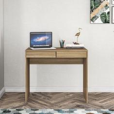 Escrivaninha 90cm 2 Gavetas Tijuca - Politorno, Castanho Claro