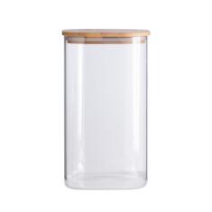 Pote De Mantimentos Quadrado Flat 1400Ml Tampa Bambu Oikos
