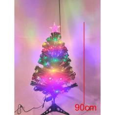 Árvore de Natal LED Fibra Ótica Colorida 90Cm Luzes Multifun