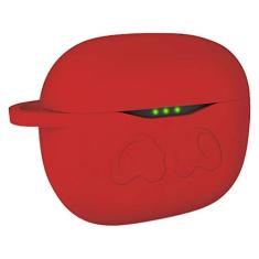 Hemobllo Capa de silicone compatível com Tune T120TWS - Capa de silicone à prova de choque, antiperda de fone de ouvido sem fio, capa de carregamento com chaveiro (vermelho)