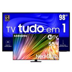 Smart TV QLED 98" 4K Samsung 98Q80C com Processador com IA + Smart TV 55" 4K Samsung Neo QLED 55QN85D com Processador NQ4 AI Gen2 e AI Energy Mode