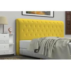 Cabeceira King Brenda 195 CM Suede Amarelo - D A Decor