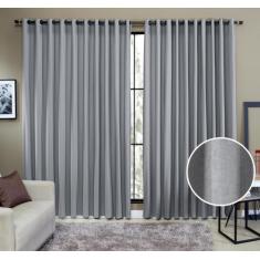 Cortina Tecido Rustico 4,00M x 2,40M Semi Blackout Cinza - Ibitinga De