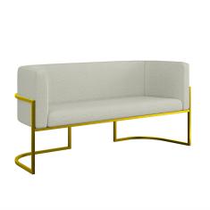 Sofá 2 Lugares Base Metal Dourada Reforçada Recepção Bouclê