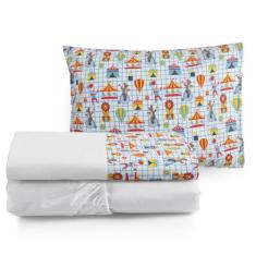 Lençol Solteiro Cama Box 3 Pc Algodão Menina Menino Moderno - ENTROU C