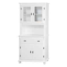 Armário de Cozinha com Cristaleira de Vidro e Madeira Antique com 4 Po