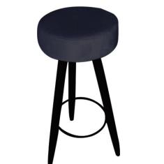 Banqueta Alta Flora Pés Palito em Madeira Preto  Bar Bistrô Cozinha  S