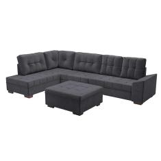 sofá de canto leblon veludo grafite