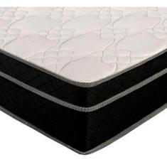 Cama Box Baú Casal 138 Bipartido Tecido Preto Com Colchão Paris Molas Preto 67x138x188