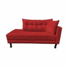 Divã Recamier Troya 2,00 Cm Lado Direito Suede Vermelho