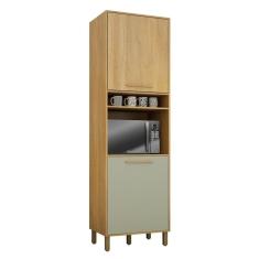 Paneleiro com Nicho 2 Portas Salvador Marrom/Verde