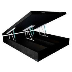 Base para Cama Box Queen Martin Premium com Baú Suede (47x158x198) Preta