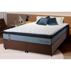 Conjunto Cama Box Espuma Chicago Cinza King 193x203x57