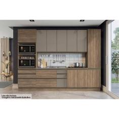 Cozinha Completa 7pçs 2 Aéreos paneleiro 2 Balcões tampo P/ Cooktop Cz260 Nogal Kappesberg