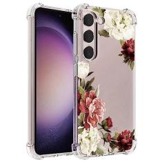 Ueokeird Capa de telefone para Galaxy S23, Samsung S23 SM-S911U Capa para meninas e mulheres, capa protetora fina à prova de choque com padrão floral claro macio e flexível TPU para Samsung Galaxy S23