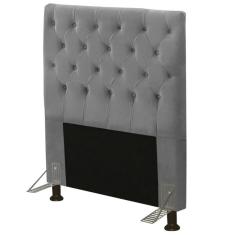 Cabeceira Solteiro 90Cm Cristal Suede Cinza