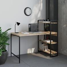 Escrivaninha com Estante 3 Prateleiras Estilo Industrial 135cm Active Yescasa