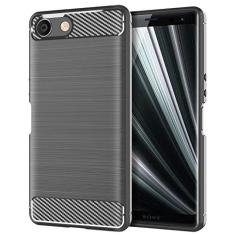 Capa para Sony Xperia Ace, capa de material de fibra de carbono, suave antiderrapante, macia, anti-impressões digitais, capa totalmente protetora para Sony Xperia Ace