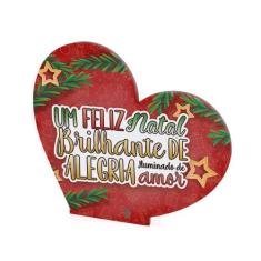 Kit com 15 Enfeites de Natal em Formato de Coração  Decoração em MDF p