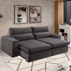Sofá 2 Lugares 230cm Retrátil e Reclinável Free Veludo Cinza