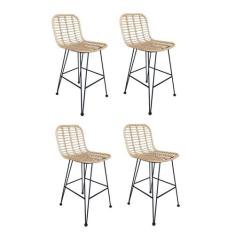 Conjunto 4 Banquetas Nassau em Aço e Fibra Sintética - Yescasa