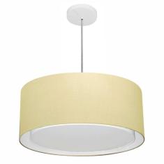 Lustre Pendente Cilíndrico Duplo Md-4294 Cúpula em Tecido 50x25cm Algodão Crú - Bivolt