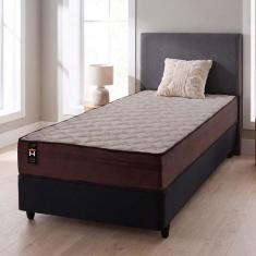 Conjunto Cama Box Espuma Atlanta Marrom Solteiro 88x188x62 - King Hous