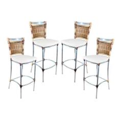 Kit 4 Banquetas Em Alumínio Jk Para Cozinha Capuccino