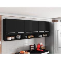 Armario de Cozinha Aereo Suriname Preto Brienza Movelaria