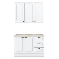 Cozinha Americana 2 Peças Branco com Tampo Calcare - Móveis Henn, Bran