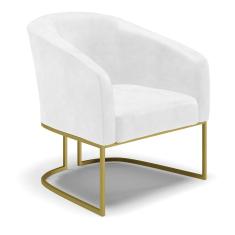 Sofá Namoradeira E Poltrona Base Industrial Dourado Stella Corano D03 - D'rossi Cor Branco