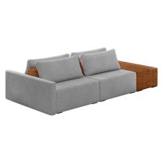 Sofá Ilha 2 Lugares Living 292cm Modulado Lary Bouclê K01 Cor Cinza Claro