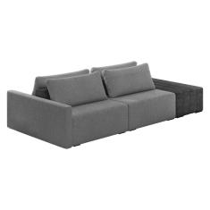Sofá Ilha 2 Lugares Living 252cm Modulado Lary Bouclê Pu Pto K01 Cor Cinza